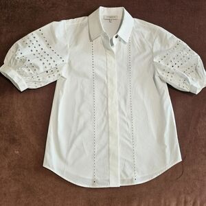 White Eyelet Puff Sleeve Blouse